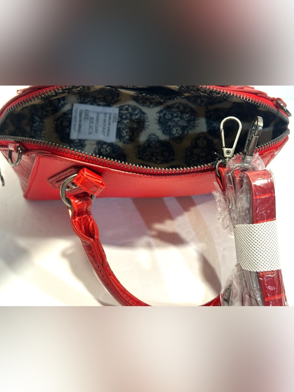Ed Hardy Red  Satchel Handbag with Charm Accents - Picture 10 of 13